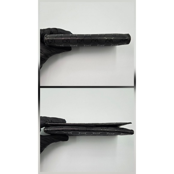 Gucci GG Imprime Long Wallet Monogram Coated Canvas Black Continental - Picture 8 of 12